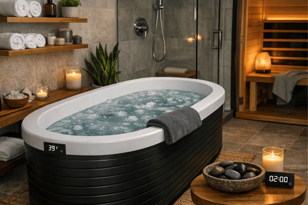 cold plunge home bathroom setup illustrating private home use